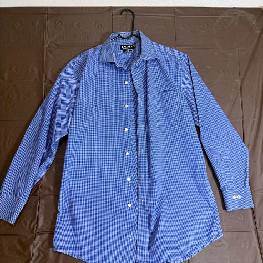 Lauren Ralph Lauren Men's blue Button Down Shirt striped non iron slim fit